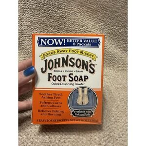 1 Box Johnson's Foot Soap 8 Packets Soothes Tired Aching Feet Soak HTF *READ*